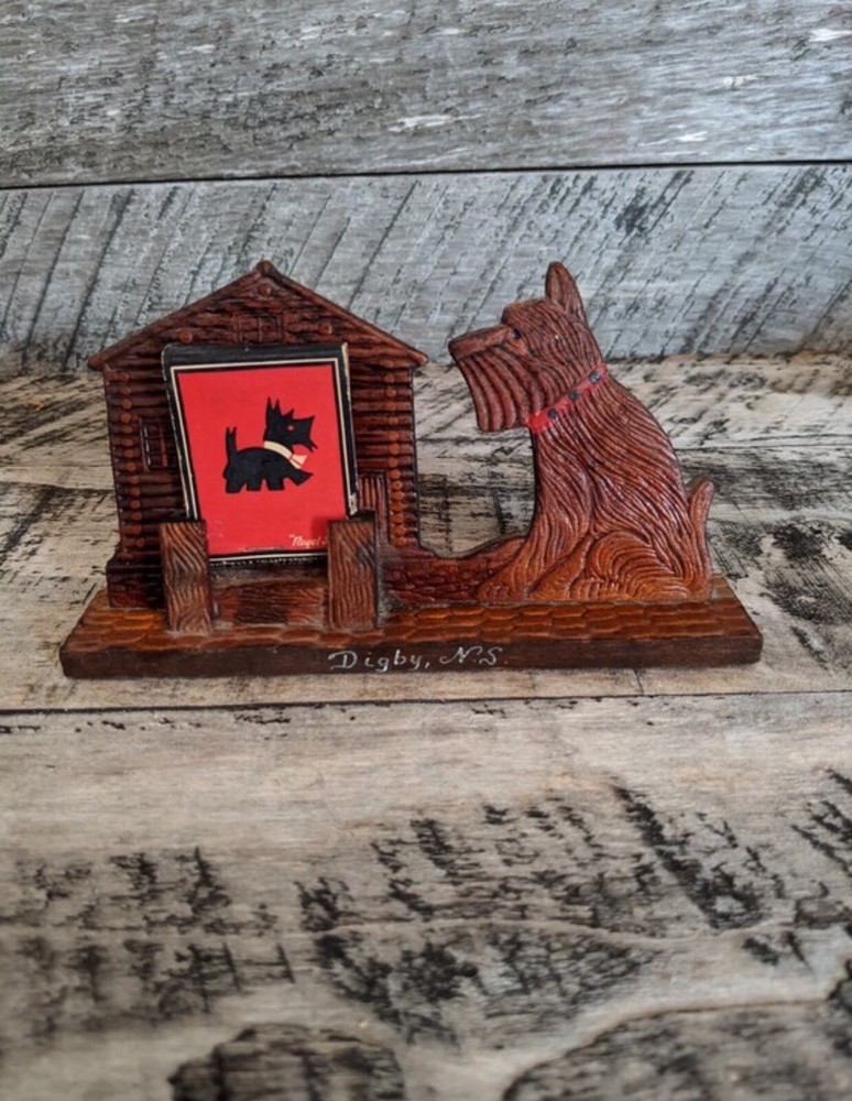 Wooden Dog Match Holder.