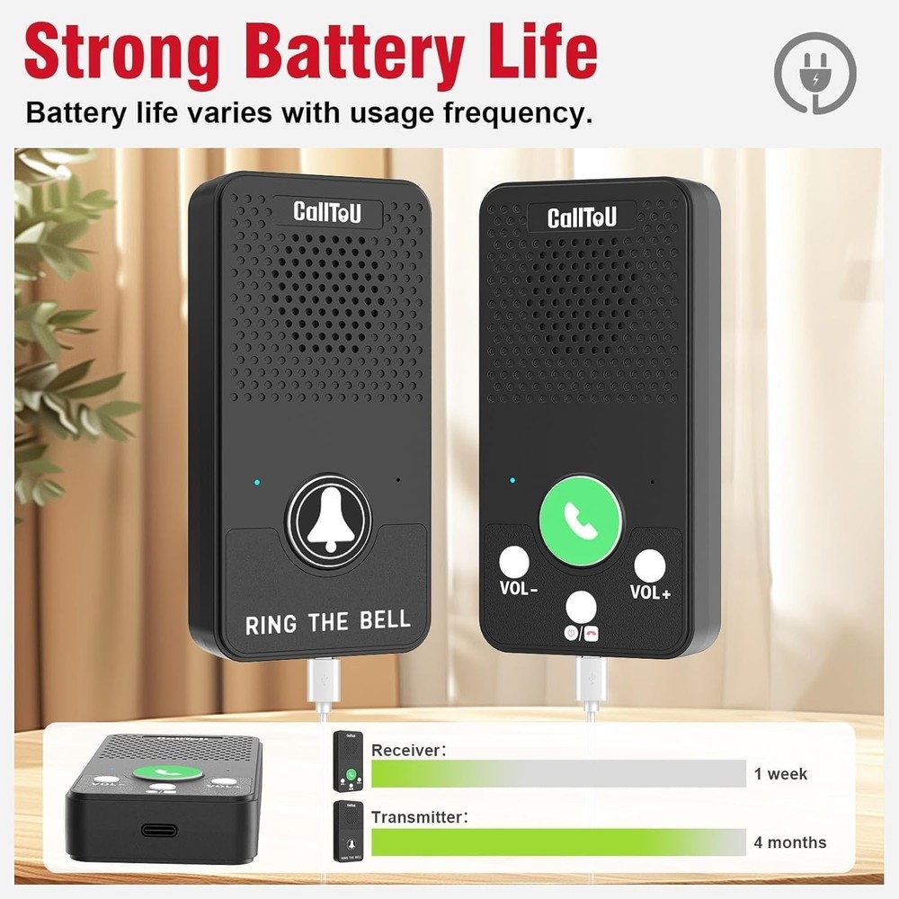 Wireless Intercom System for Home Caregivers - 500FT Range