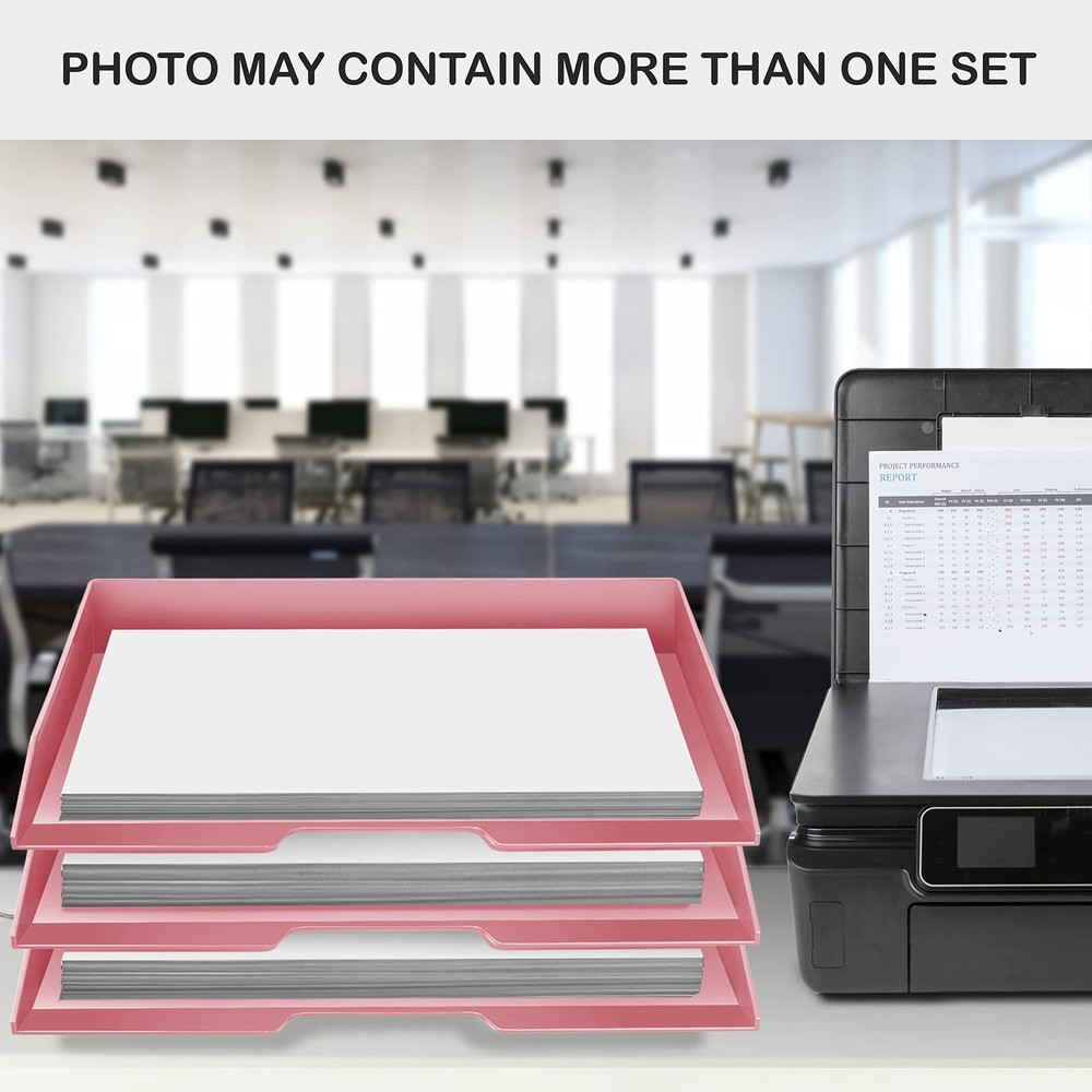 Stackable Letter Tray Single Side Load, Plastic, Desktop File Organizer (Soli...