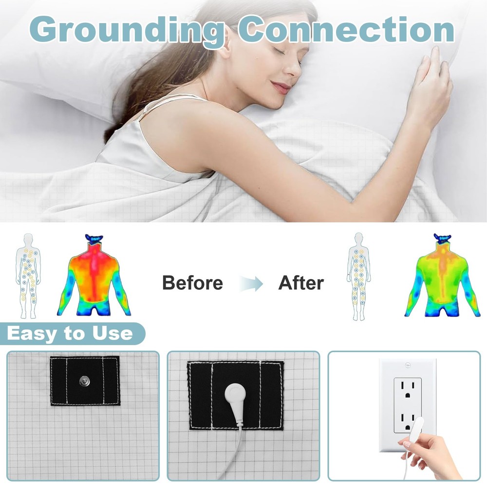 Grounding Sheets King Size,Grounding Flat Sheets 20% Silver for Bed Sleeping ...