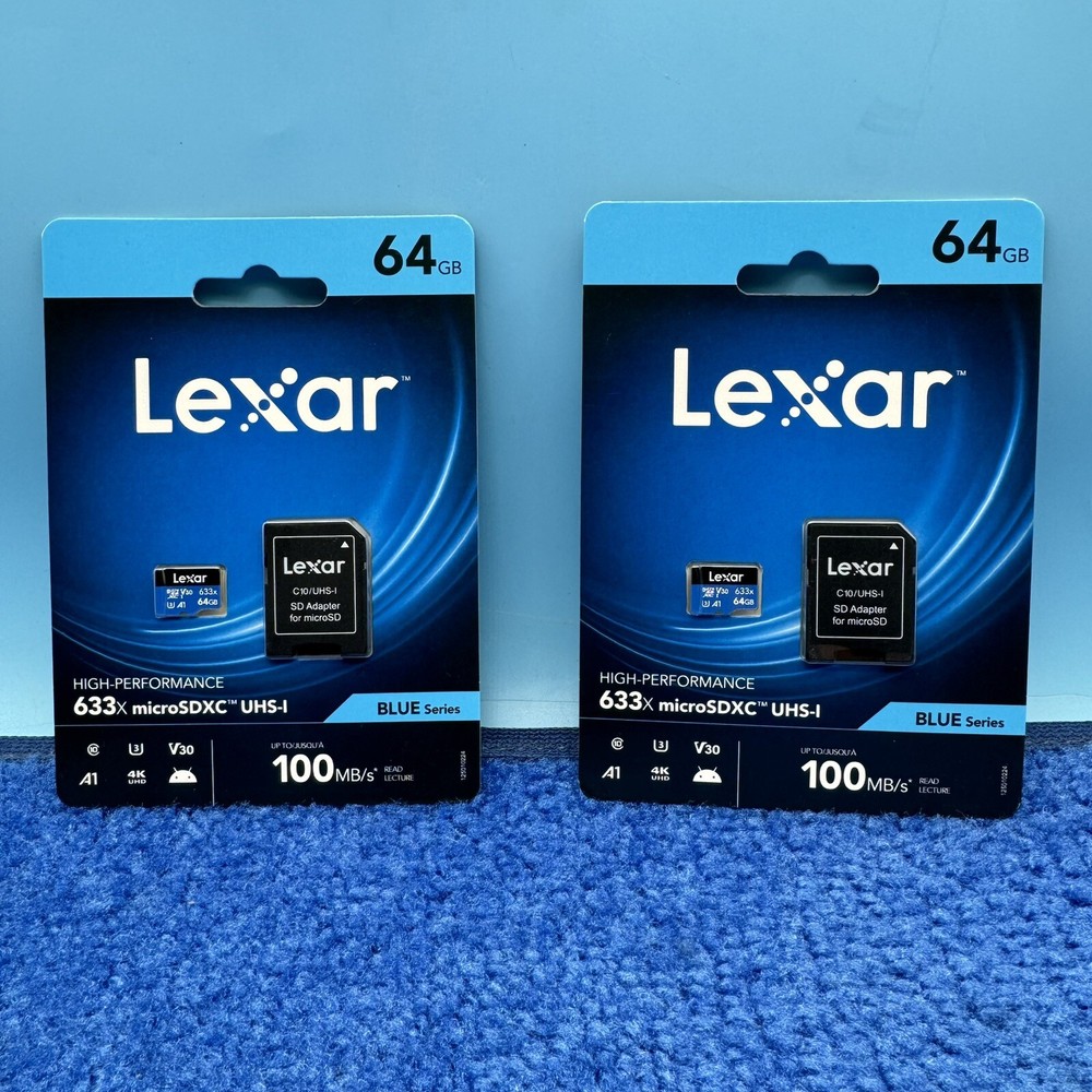 2x Lexar High-Performance 633x microSDHC/microSDXC UHS-I 64gb Memory Card