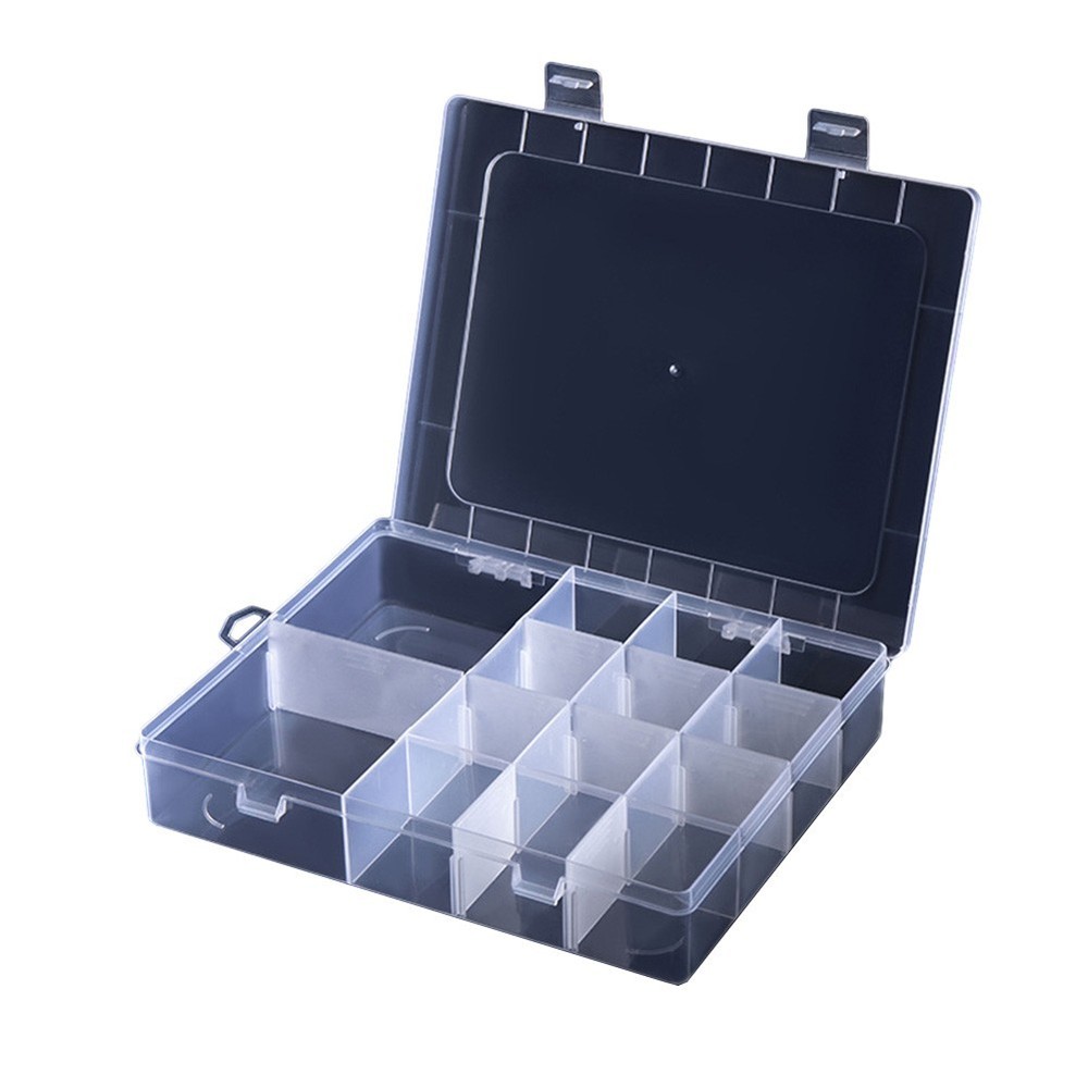 Adjustable Plastic Screw Holder Case Organizer with 14 Compartments Storage Box