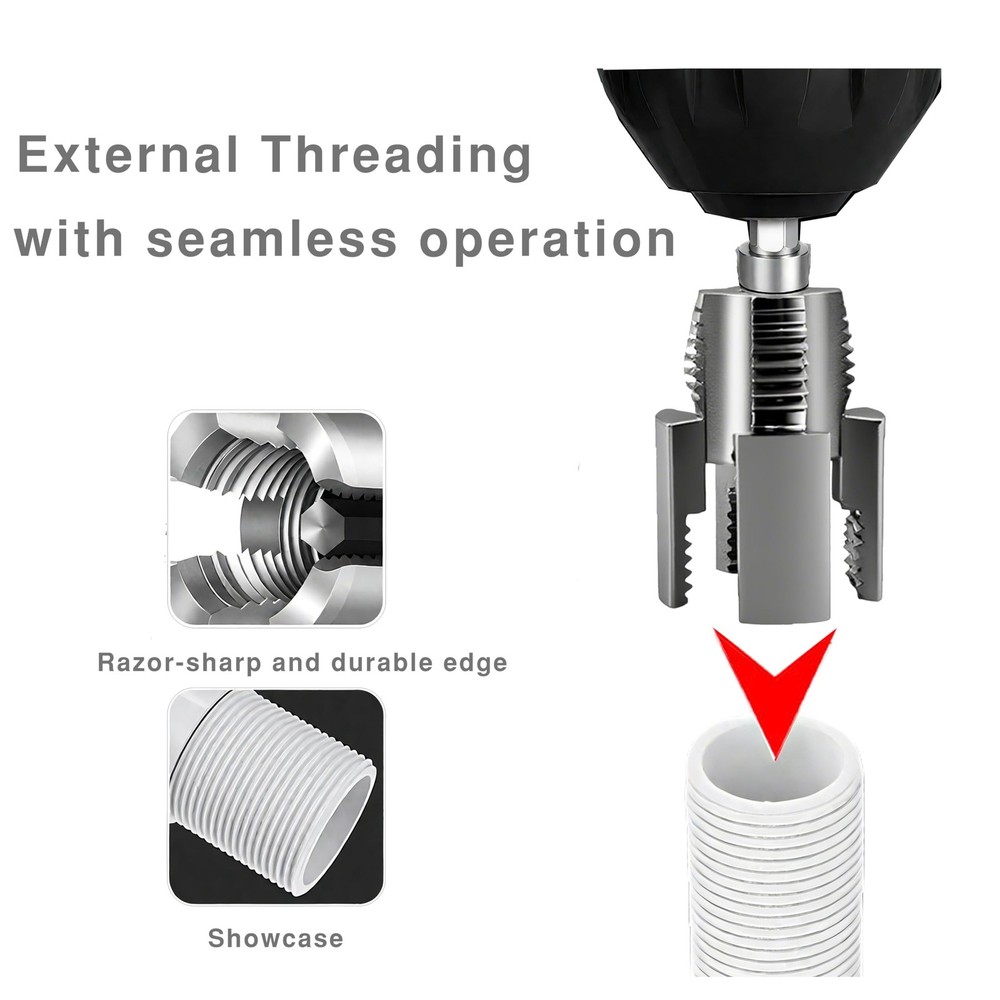 Integrated Internal & External Pipe Threading Tool with Screw Extractor & Sea...