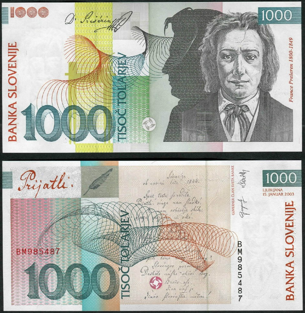 Slovenia 1000 Tolarjev 2003 P32a UNC