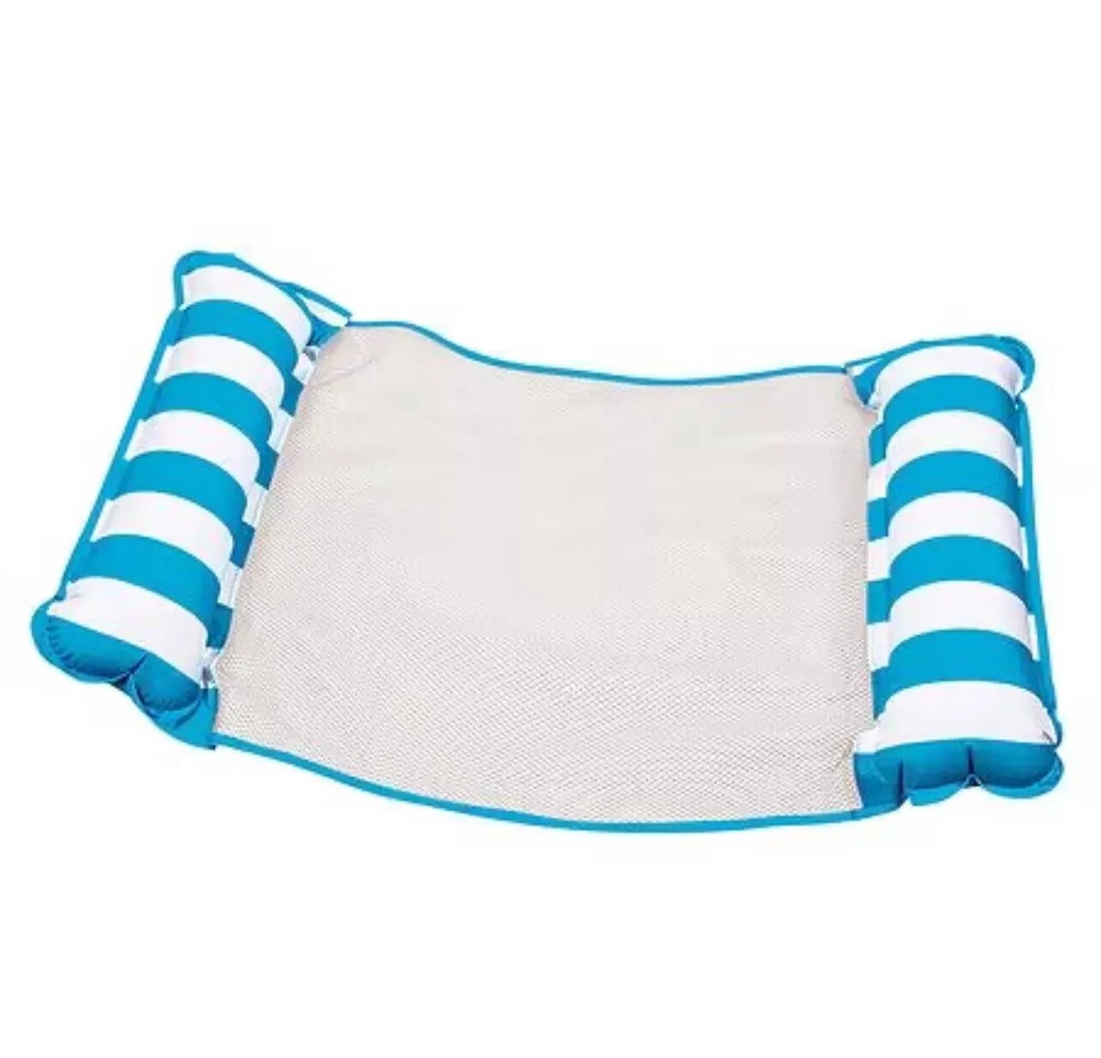 Aqua Inflatable Monterey 4 In 1 Hammock Pool Float Light Blue & White Stripe