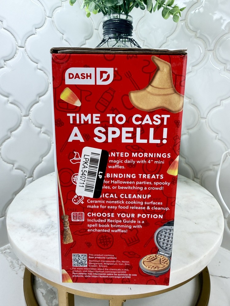 New Dash Witch Hat Mini Waffle Maker 4" Cooking Surface Ceramic Nonstick