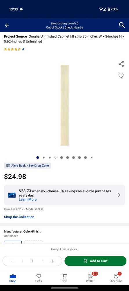 Project Source 30" Filler Panel (Unfinished)