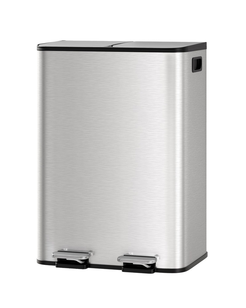 60L/80L Trash Can ,Kitchen Dual Compartment Trash Can ,Step Garbage Bin with Lid