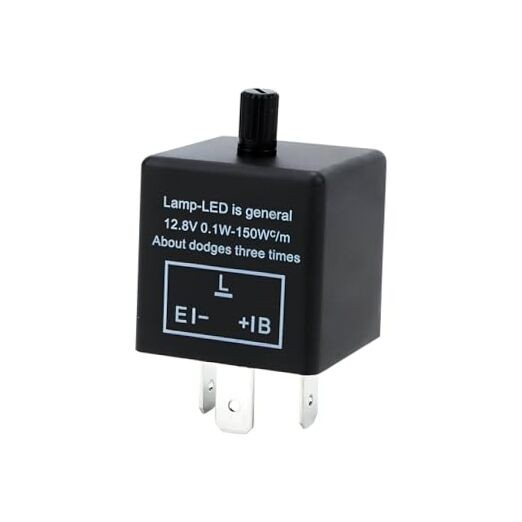CF13 LED Electronic Flasher Relay, 12V 3 Pin 0.02A-20A Adjustable Black