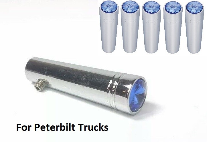 (Set/5) for Peterbilt Blue Toggle Switch Extensions 1-7/8 Long, Chrome Metal