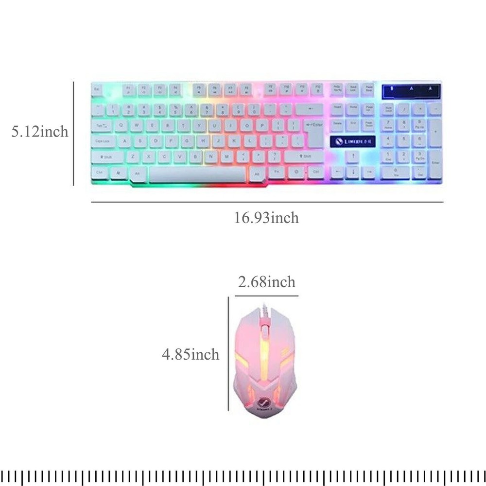 Computer Desktop Gaming Keyboard and Mouse Mechanical Feel LED Light Backlit