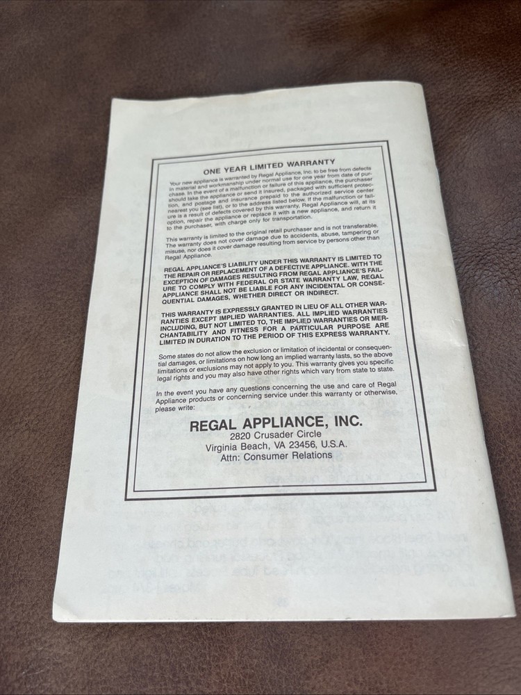 Regal La Machine Food Processor Original Instructions Manual And Recipes Book