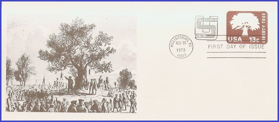 USA4 #U588 U/A UNKNOWN 2 FDC   Liberty Tree