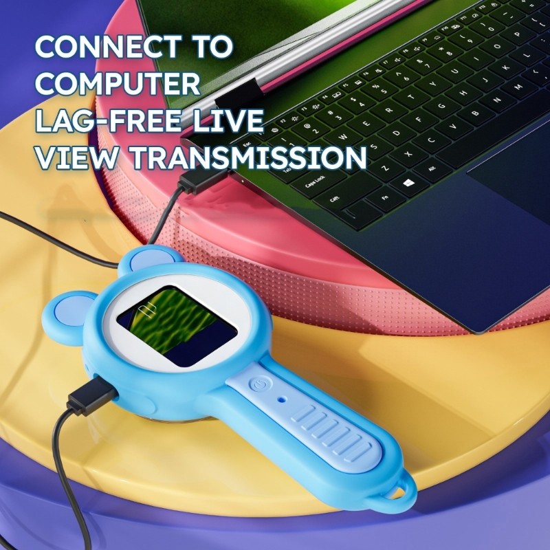 High Definition Kids Microscope With 2 Inch Screen Adjustable Magnification