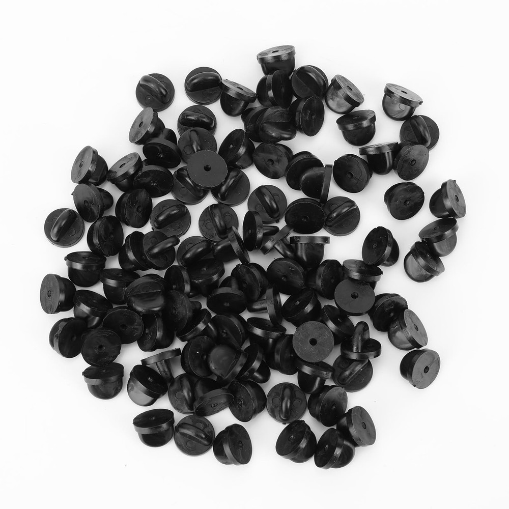 100pcs Rubber Pin Backs, Butterfly Clutch Replacement Backings for black
