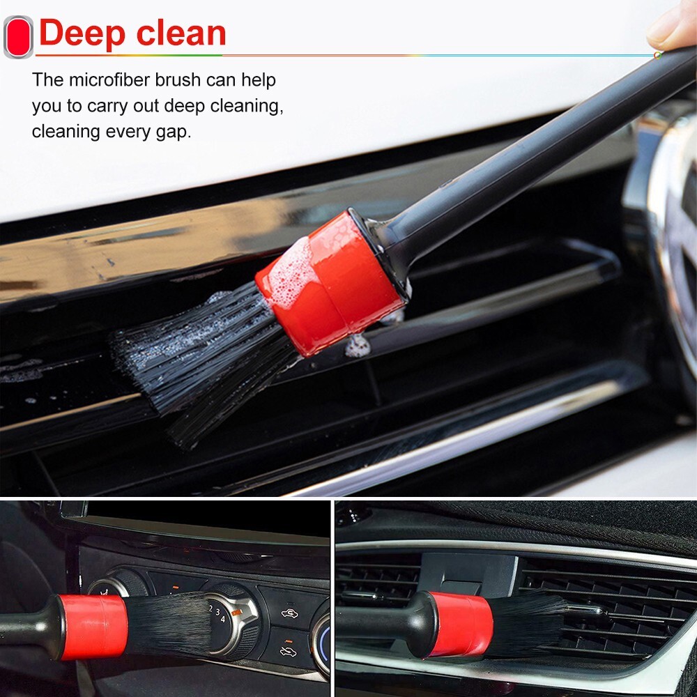 5PCS Soft Bristle Car Detailing Brush Auto Dusting Brush Interior Cleaning Kit
