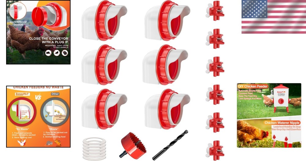 Chicken Water Nipples - 6 Pack Watering Solution for Poultry