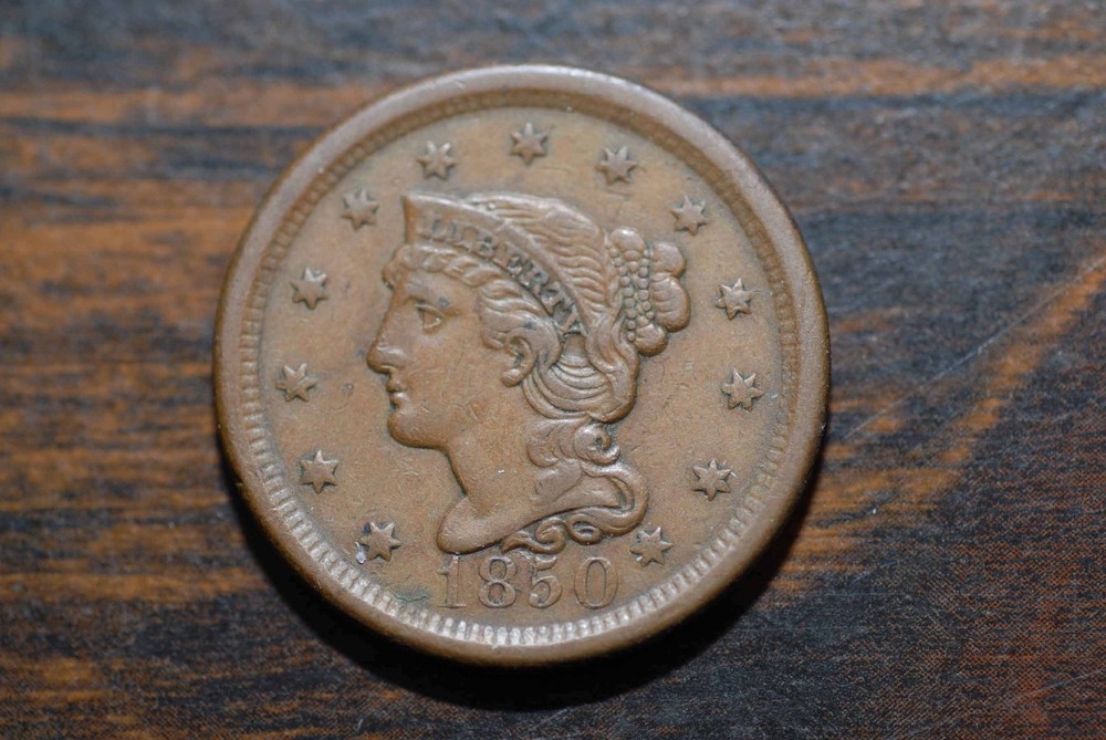 1850 Large Cent, VF+