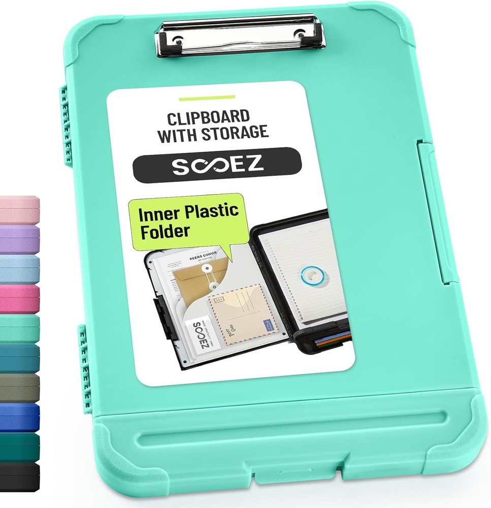 Reinforced Clipboard W/ Storage Inner Plastic Folder Attached Heavy Duty Plastic