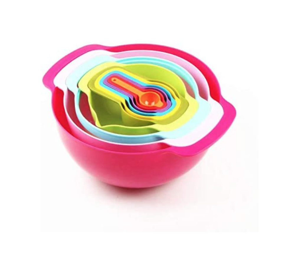 10 Piece Compact Mixing Bowl Colander and Measuring Spoon Nesting Set