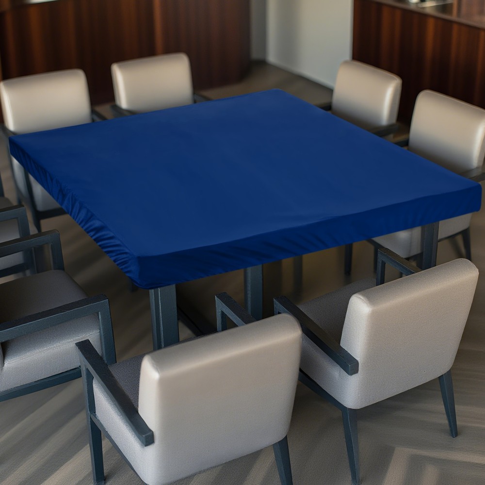 Picnic Table Cloth, 34"x34" Square Elastic Fitted Tablecloths, Blue
