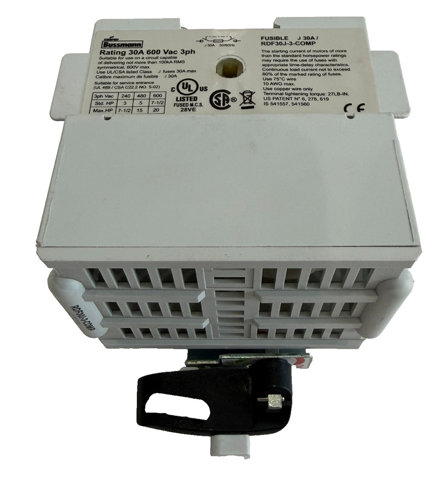 NEW BUSSMANN RDF30J-3-COMP DISCONNECT SWITCH RDF30J3COMP