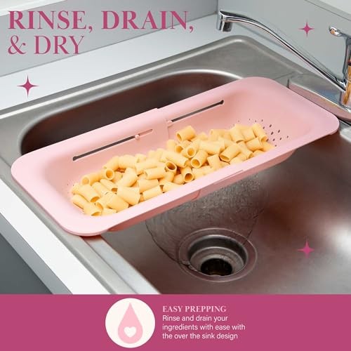 Over the Sink Expandable Colander, Extendable Strainer, Adjustable from 14.5