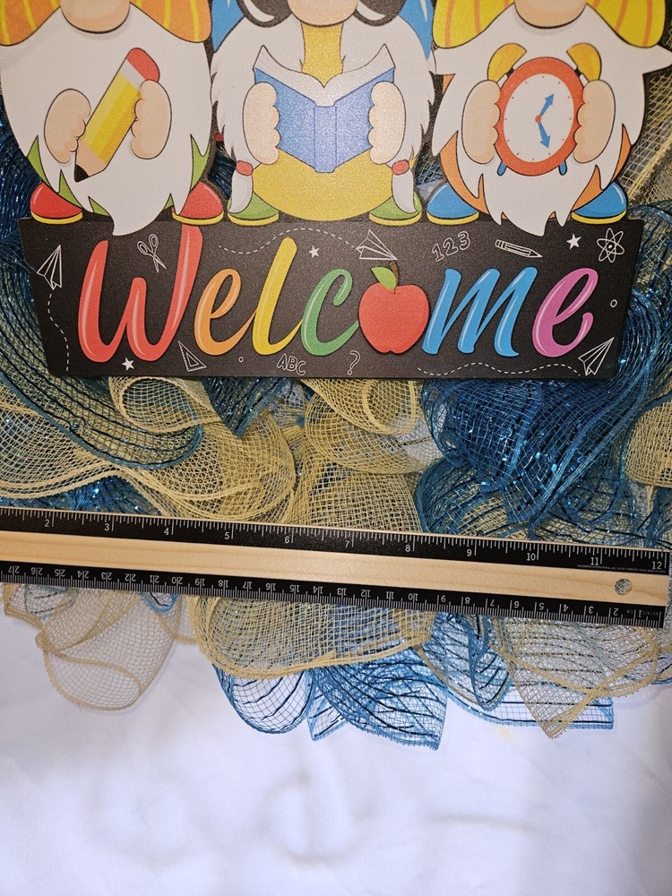 Gnome Welcome School Wreath