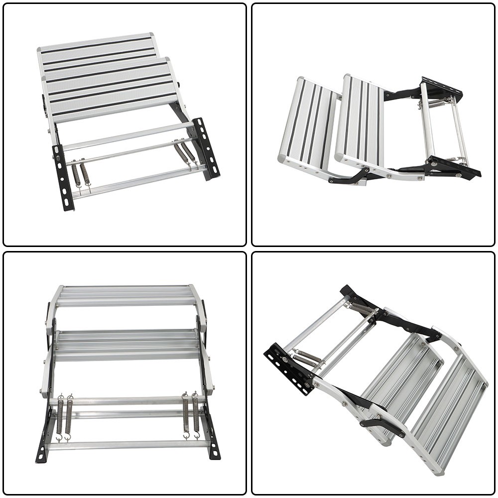 Labwork Aluminum 2 Step Pull Out Retractable 21.65''W Steps Stair Anti-Slip