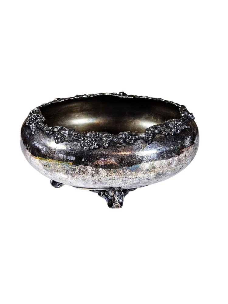 Antique E.G. Webster Silver Plate Footed Compote Bowl Planter Victorian