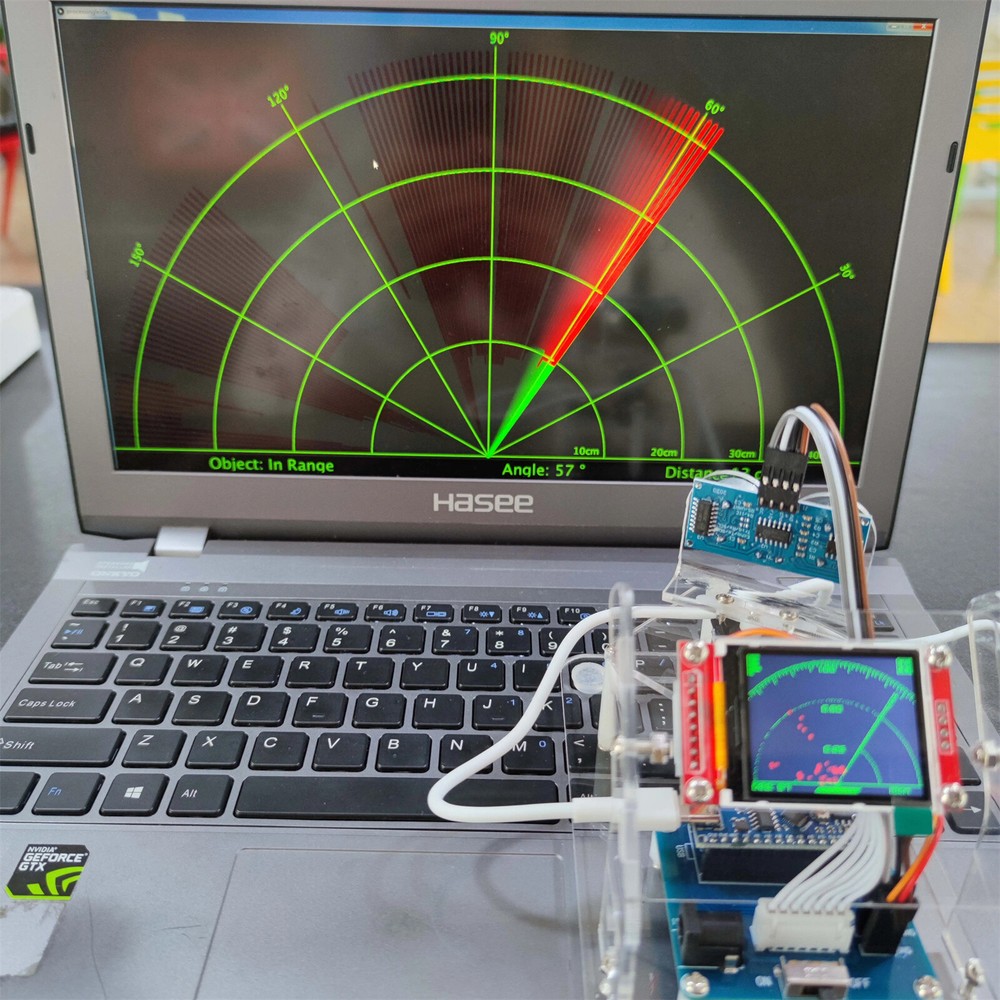 Mini Ultrasonic Radar Screen Display & 1M Motor Range for Arduino Starter Kit