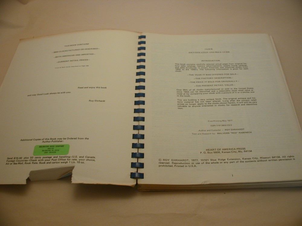 Book 2,000 – Clock Identification and Price Guide by Roy Ehrhardt