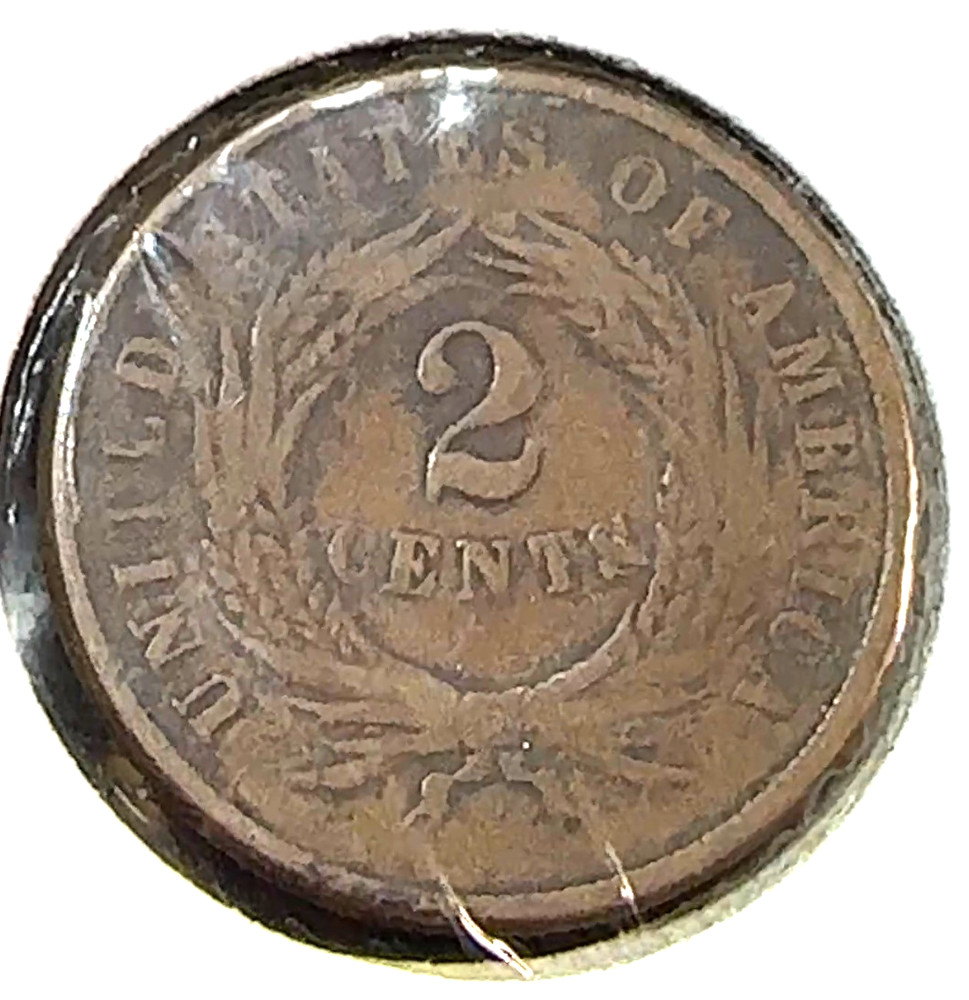 1865 Plain 5 Two Cent Piece Nice Original Good + CHRC