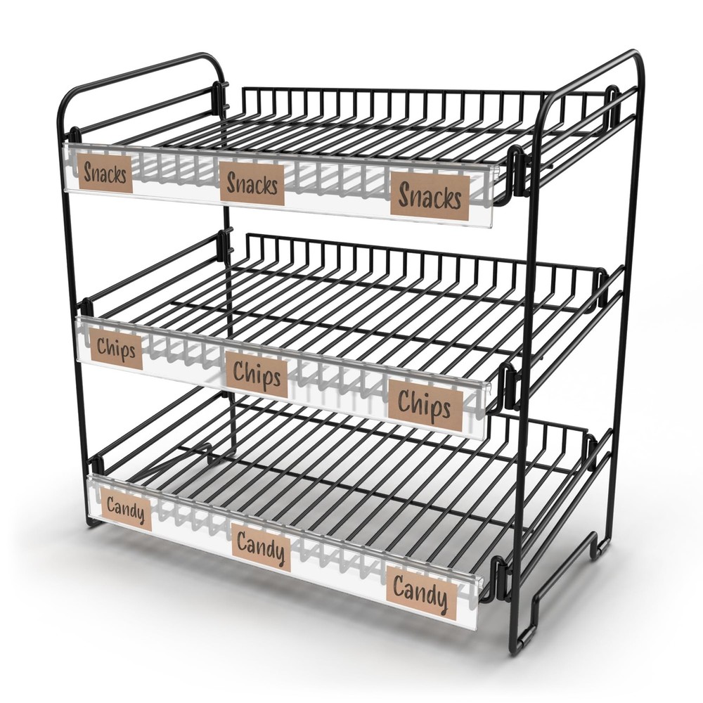 DS THE DISPLAY STORE Black 3 Tier Candy Display Rack – Chip Large,