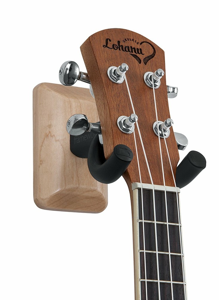 Gator Frameworks Wall Mounted Ukulele/Mandolin Hanger with Mounting Plate, Maple