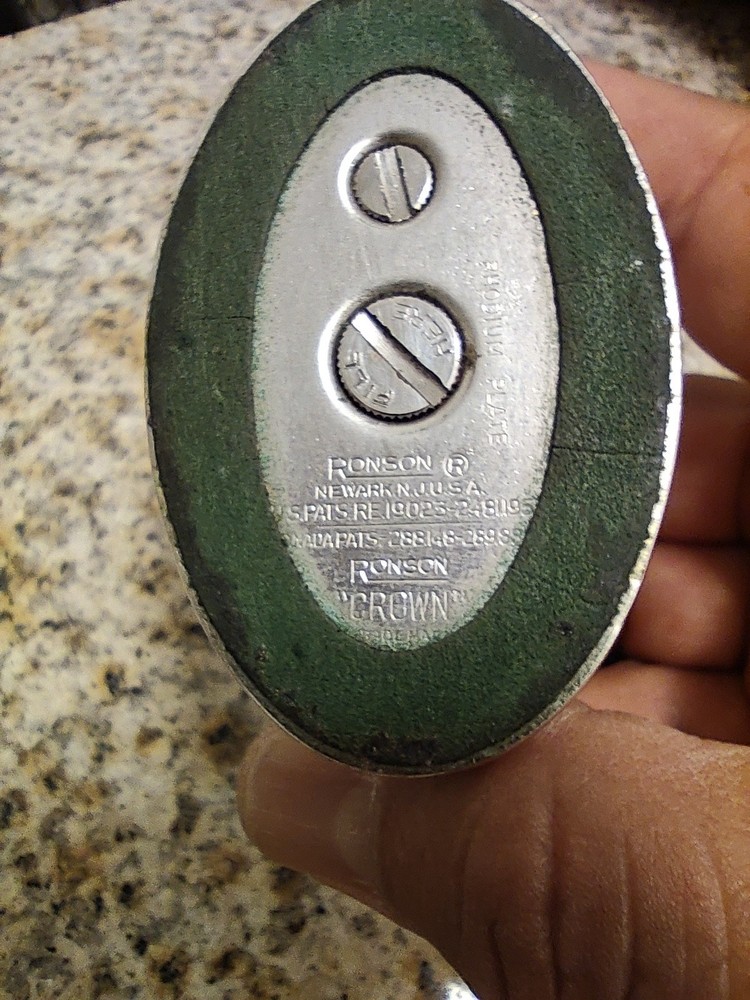 Ronson Table Lighter Crown Rhodium Plated