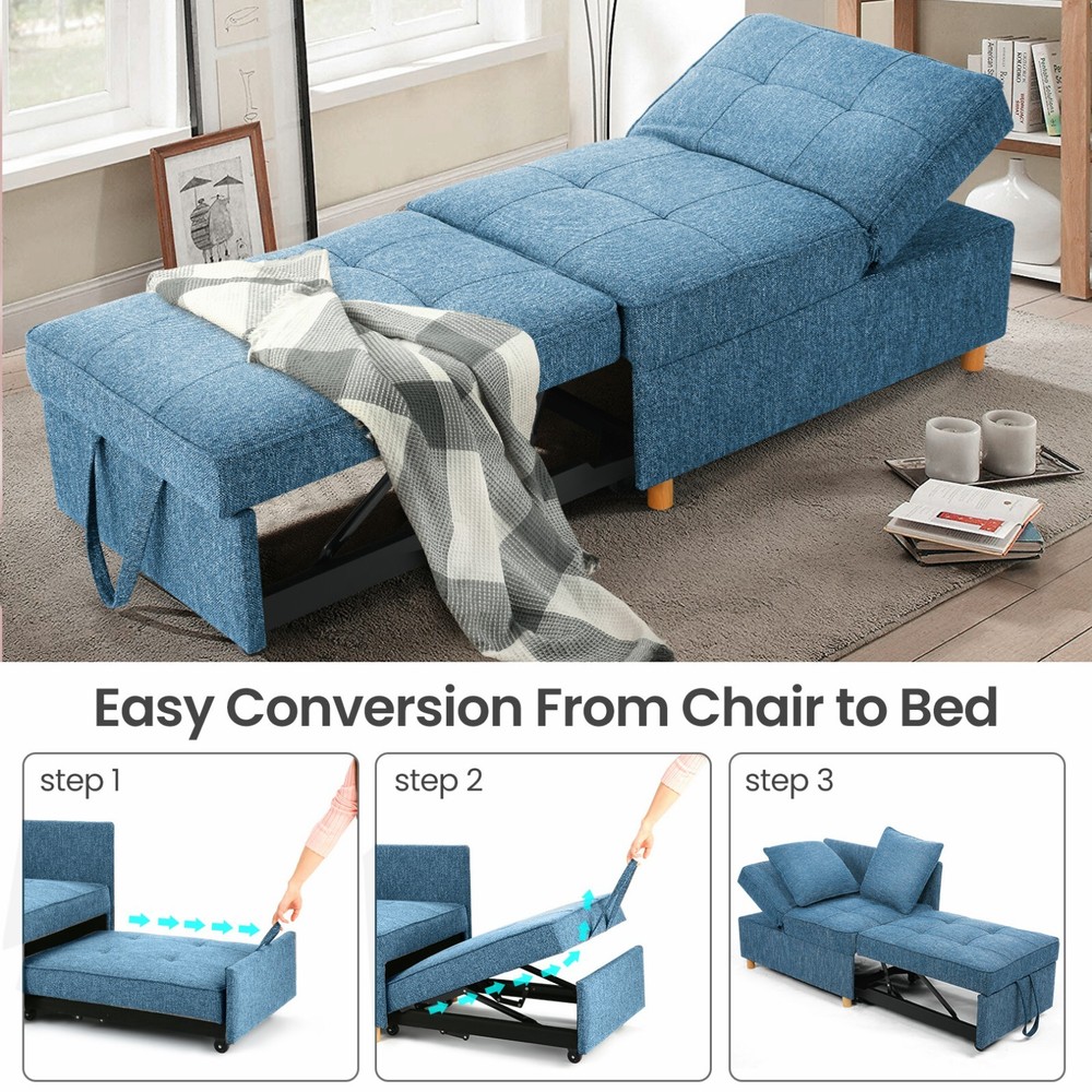 4-in-1 Folding Ottoman Sofa Bed, Convertible Chair Multi-Function Sleeper Sofa:】