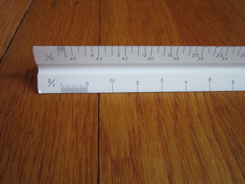 Vtg Charvoz 12" Architect Drafting Ruler 3 Sided Triangular Plastic 30-1201 Case