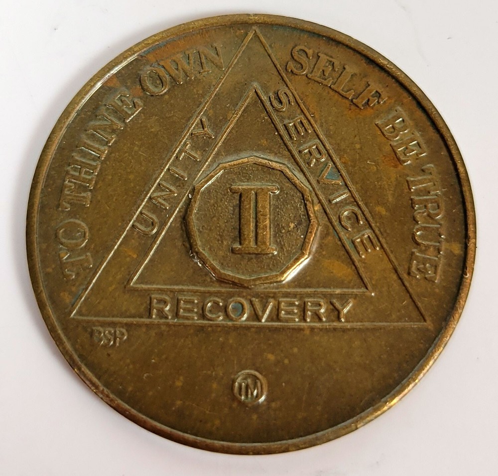 Alcoholics Anonymous 2 Two Years Bronze Medallion Coin Token