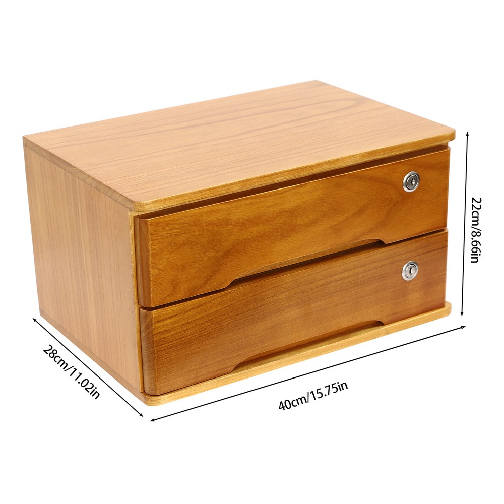 2-Tier Office Lockable Desktop Box Storage Drawer Files Organizer Multi-purpose