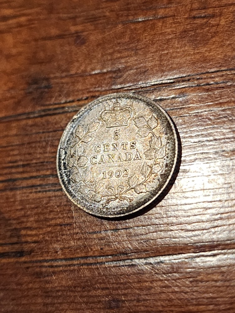 1902 Canada 5 Cents Silver Coin