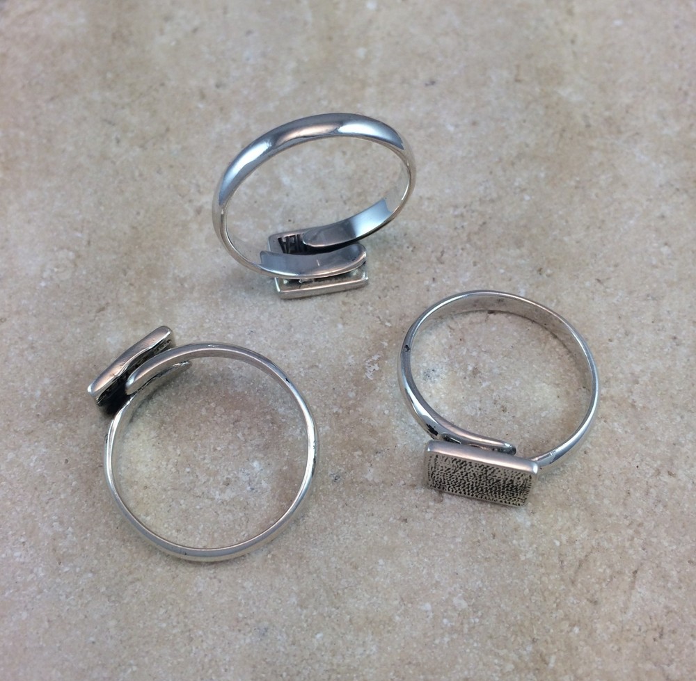 Sterling Silver Ring Blank 8x10mm Pad Base Adjustable Style .925 Quality Finding