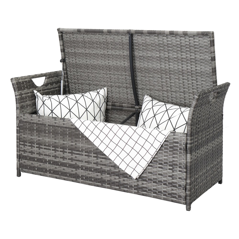 Iron Can Accommodate Gray Gradient Footstool Locker Rattan Locker Beige Mat