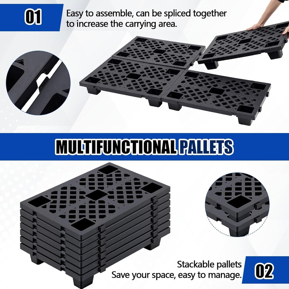 8Pcs Plastic Pallet Modular Stackable Ventilation Pallet 2200lbs Capacity