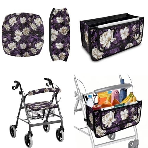 Mobility Scooter Accessories Set - Walker Seat Cushion, Back Cover & Storage Bas