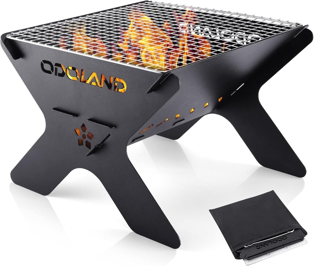 Odoland Camping Campfire Grill, Portable Folding Charcoal Grills