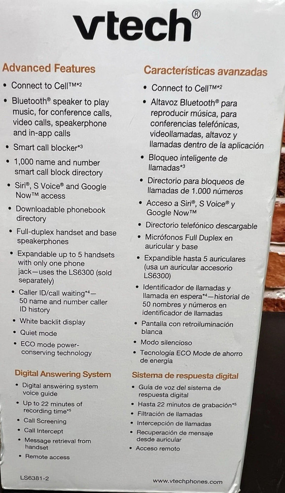 VTech LS6381-2 Bluetooth Speaker w/ Handset, Answering System, Black