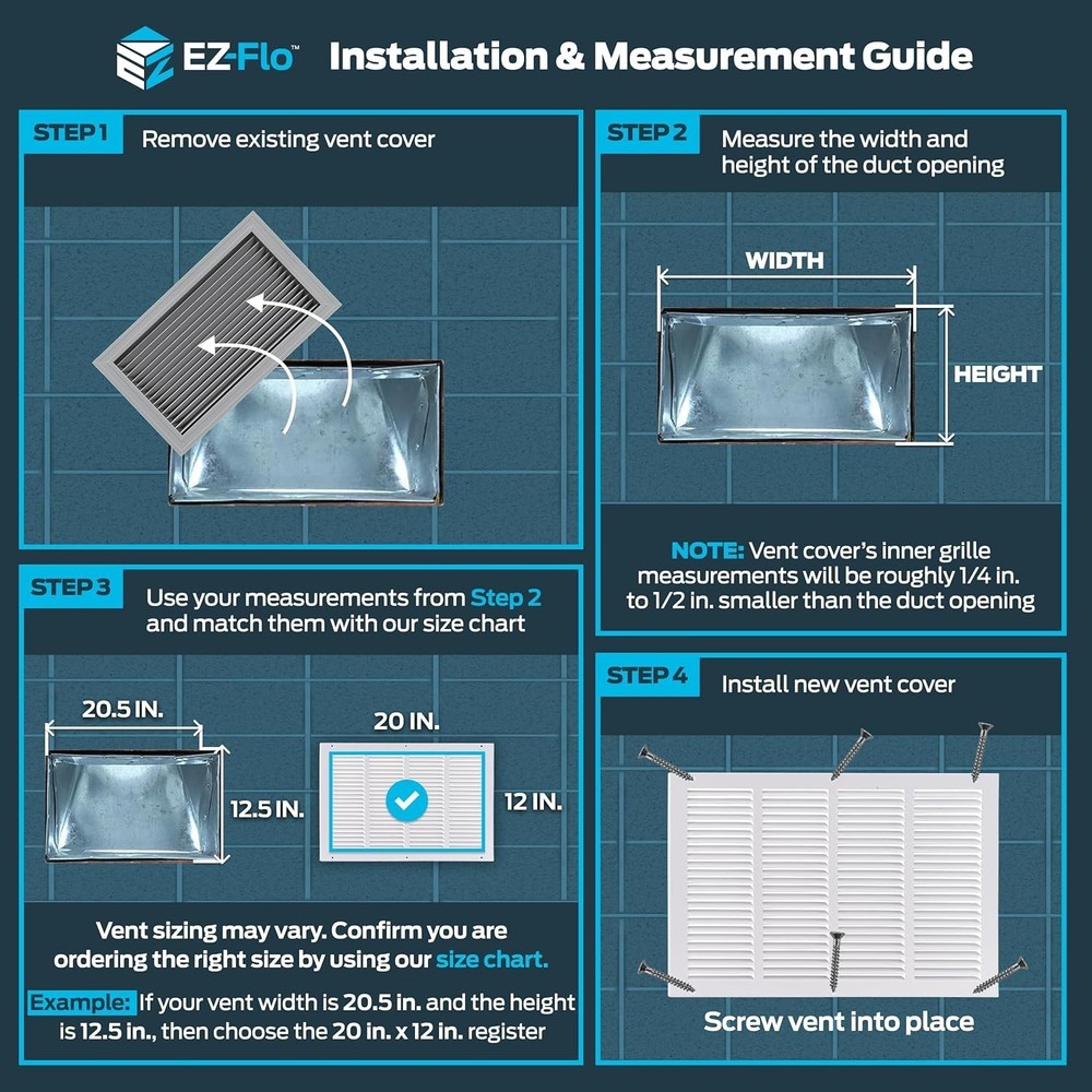 Versatile 20x12 Solid Steel Return Air Grille for Wall or Ceiling Installations