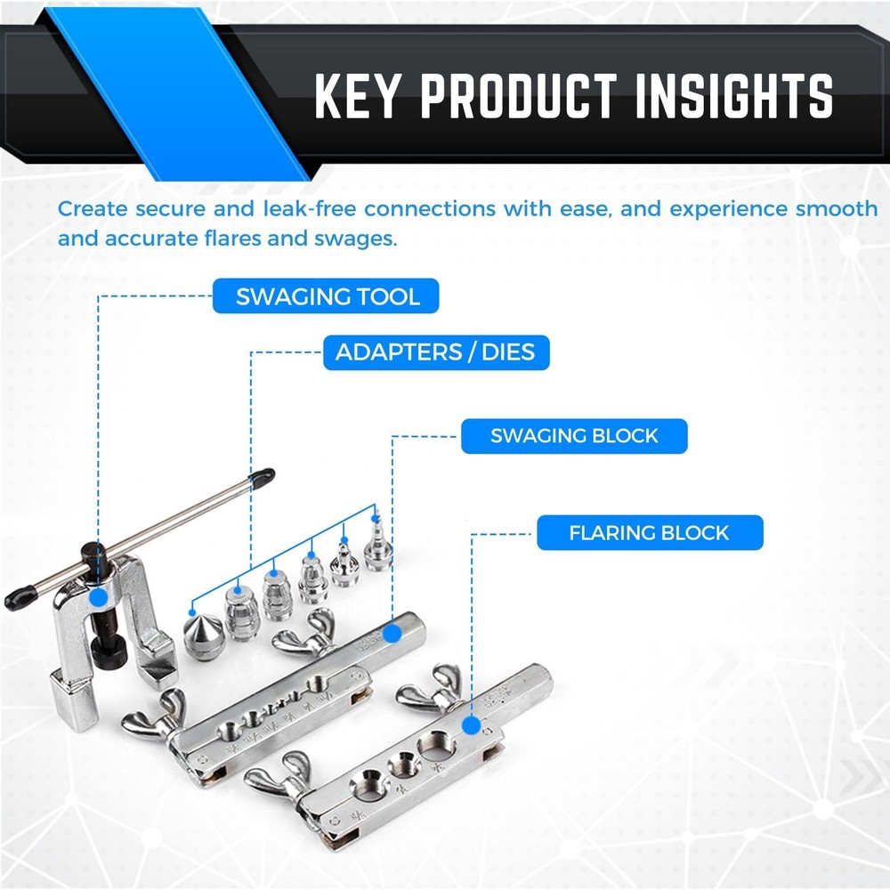 45 Degree Traditional Extrusion Type Flaring & Swaging Tool Kit W/ Carrying Case