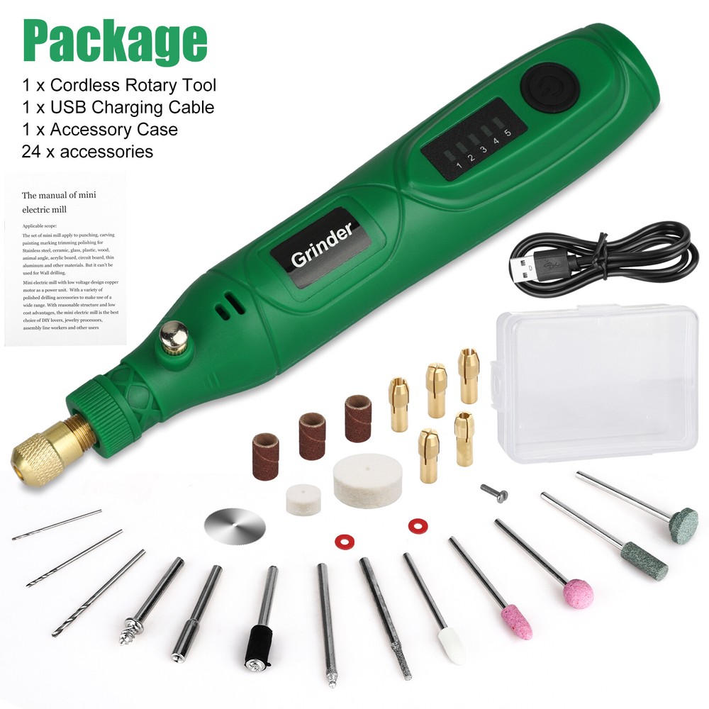 Mini Grinder Rotary Tool Polishing Drill Kit Variable Speed w/24pcs Accessories